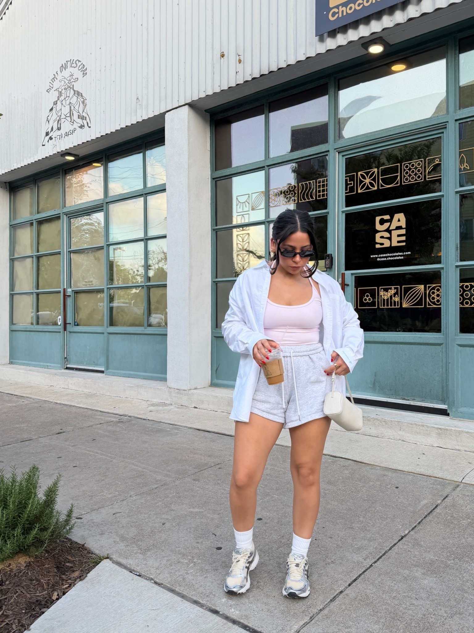 Halter tank: small 
Button down: 4
Shorts: small
Sneakers: 6.5 women 
Coffee run outfit

#LTKdayinmylife #LTKgrwm #LTKootd