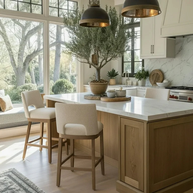 Guyou Linen Bar Stools Set of 2, 26" Modern Counter Height Barstools, Farmhouse Wooden Kitchen Is... | Walmart (US)