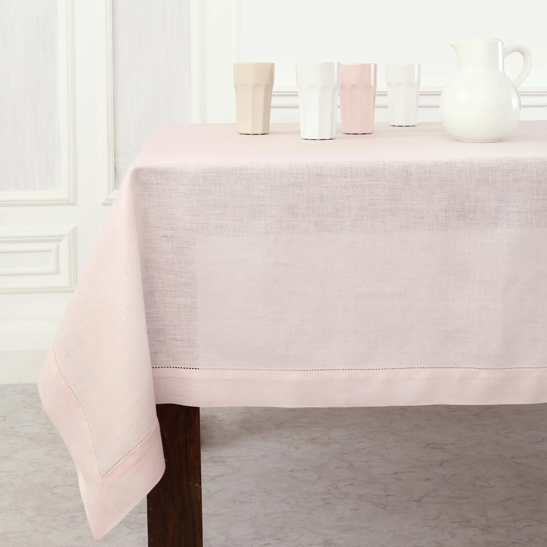 Classic Hemstitch Linen Tablecloth | 100% Natural Linen | Solino Home | Solino Home