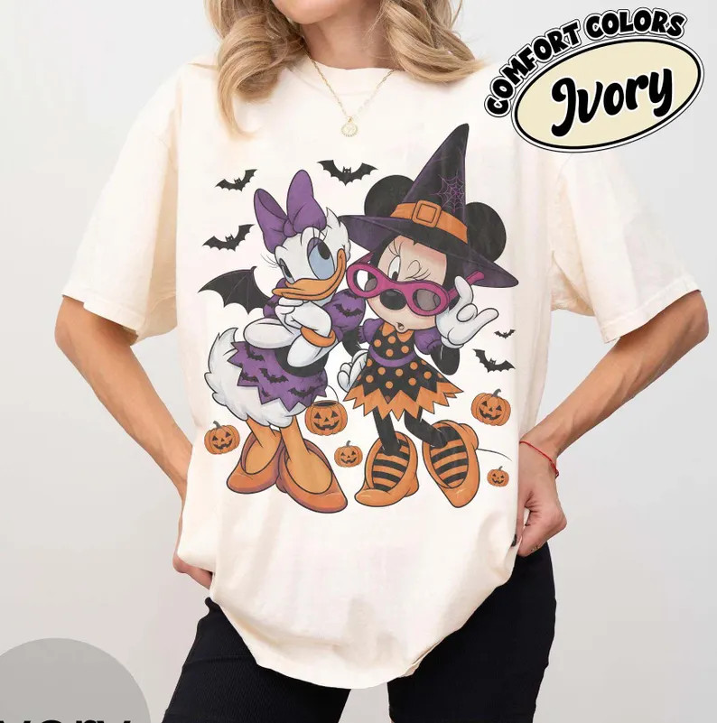 Comfort Colors\u00ae Retro Minnie Daisy Halloween Shirt, Spooky Disney Besties, Trick Or Treat 20... | Etsy (Global)