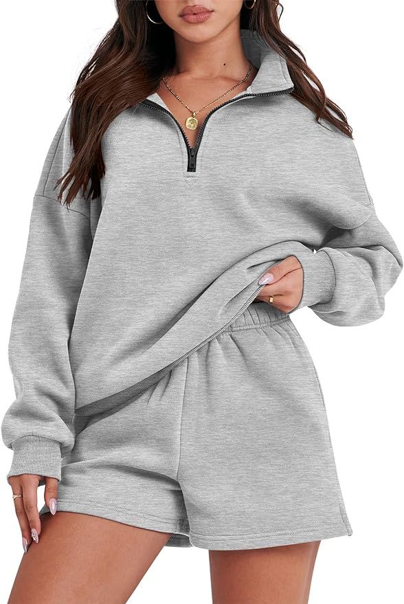 ANRABESS Women's Two Piece Outfits Sweat Lounge Short Set Long Sleeve Gym Sweatsuit Tracksuit 202... | Amazon (US)