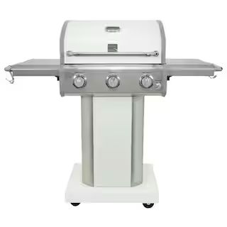 KENMORE 3-Burner Propane Gas Pedestal Grill with Foldable Side Shelves-Pearl PG-4030400LD-PE - Th... | The Home Depot