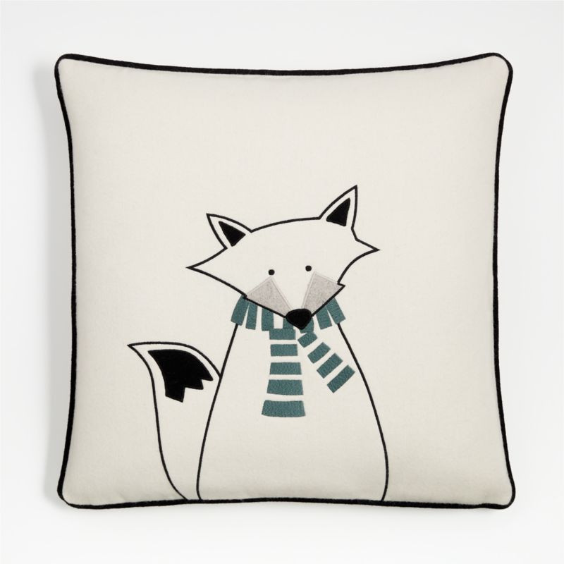 Arctic Friend Fox 23"x23" Holiday Throw Pillow with Down-Alternative Insert by Joan Anderson + Re... | Crate & Barrel
