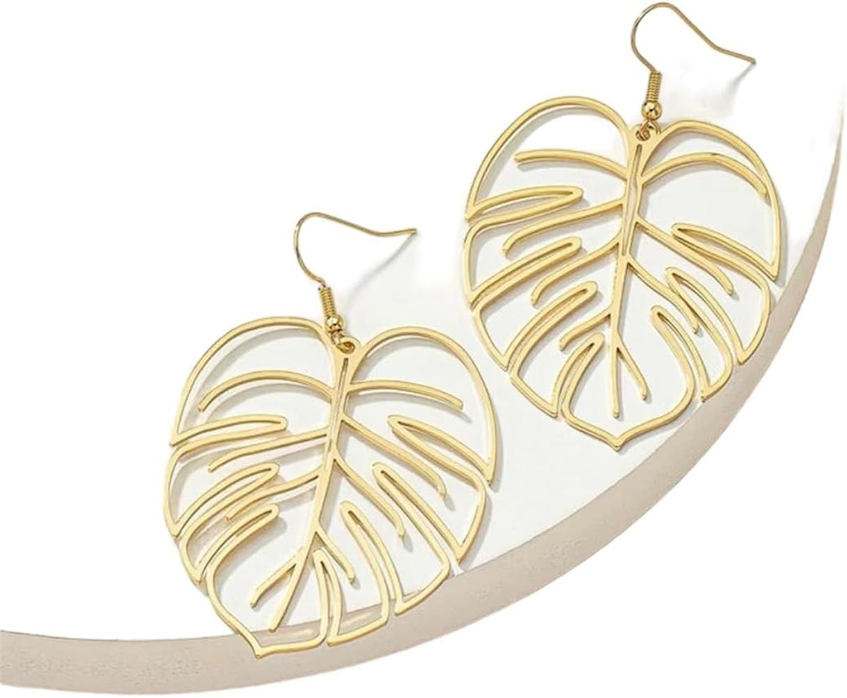 KHZC Leaf Drop Earrings Gold Hanging Drop Earring For Women and Teens | Amazon (US)