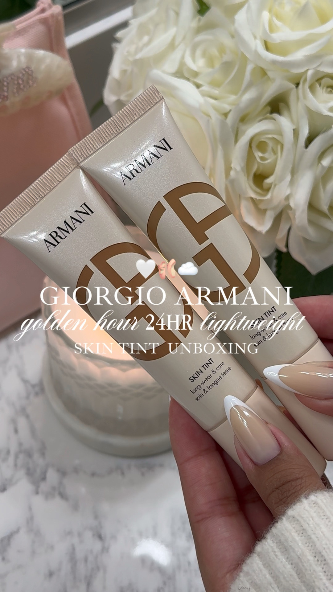 Golden Hour 24HR Lightweight Skin Tint with Hyaluronic Acid unboxing + swatching 🤍🩰☁️
@armanibeauty @GiorgioArmani 

#beauty #skintint #makeup #newmakeup #luxury #luxurymakeup #cleangirl #natuallookingmakeup #haircare #armanibeauty | Seattle influencer/content creator

#LTKBeauty #LTKU #LTKHoliday