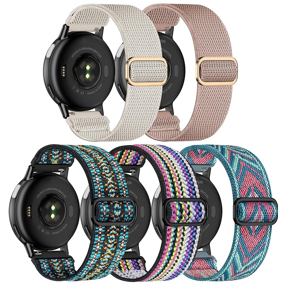 5 Pack Stretchy Nylon Watch Bands Compatible with Garmin Vivoactive 5/6/Forerunner 55/165,20mm So... | Amazon (US)