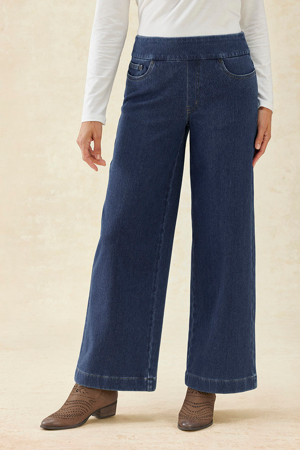 Knit Denim Wide-Leg Jeans | Coldwater Creek