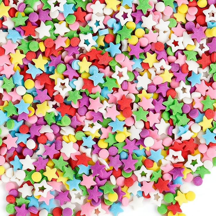 Rainbow Star Sprinkles for Cake Decorating, 4.6Oz Colorful Starfetti and Confetti Ice Cream Sprin... | Amazon (US)