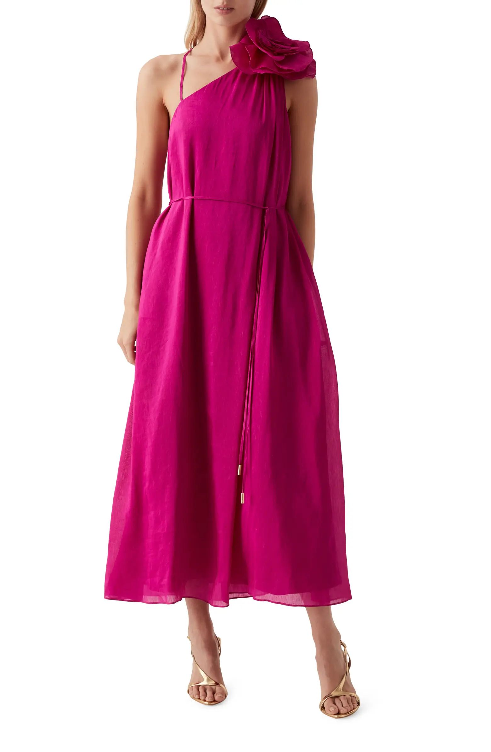 Aje Quinntessa Floral Appliqué Linen & Silk Dress | Nordstrom | Nordstrom
