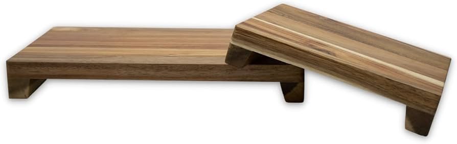 Chloe and Cotton | Set of 2 Natural Acacia Wood Pedestal Stands | Perfect Kitchen and Bathroom Ri... | Amazon (US)