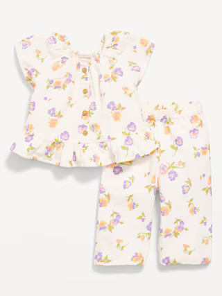 Flutter-Sleeve Top and Wide-Leg Pants Set for Baby | Old Navy (US)