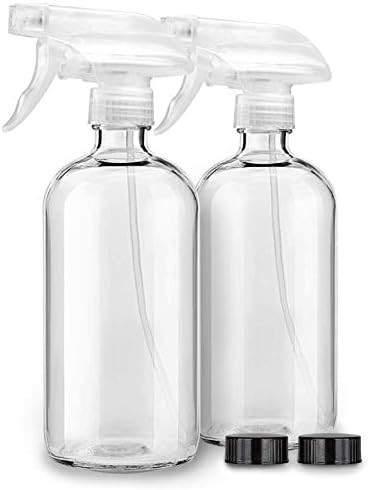 2 Pack Clear Glass Spray Bottles For Cleaning Solutions & Essential Oils - 16oz Empty Refillable ... | Amazon (US)