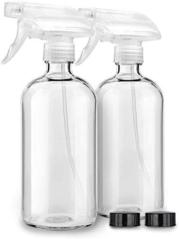 2 Pack Clear Glass Spray Bottles For Cleaning Solutions & Essential Oils - 16oz Empty Refillable ... | Amazon (US)