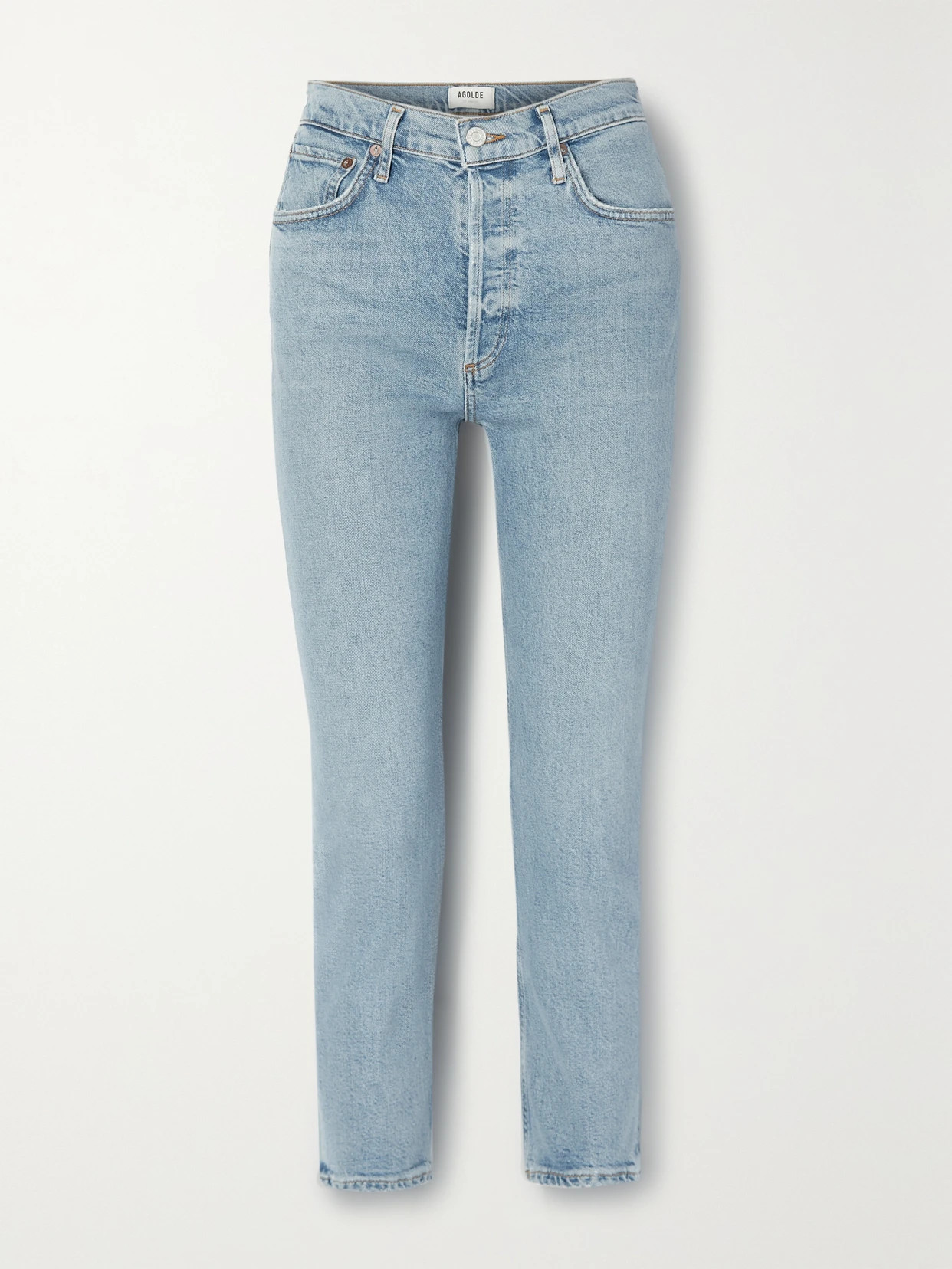 AGOLDE - Riley Cropped High-rise Straight-leg Organic Jeans - Blue | NET-A-PORTER (US)