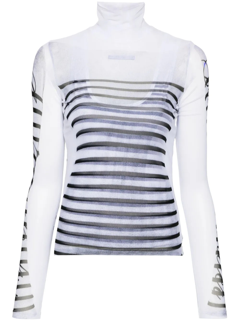 mesh-design striped T-shirt | Farfetch Global