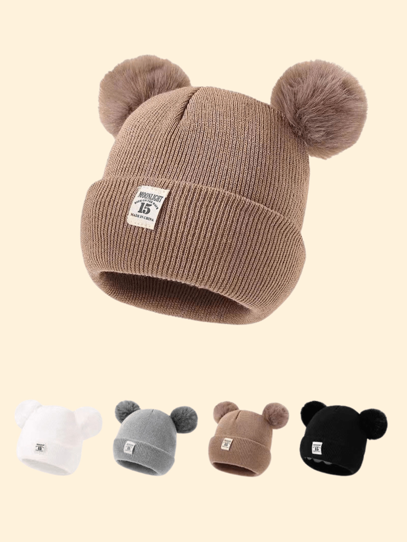 1pc Baby Beanie Hat With Double Pom Poms, Knitted, For Autumn & Winter Warmth And Weather Protect... | SHEIN
