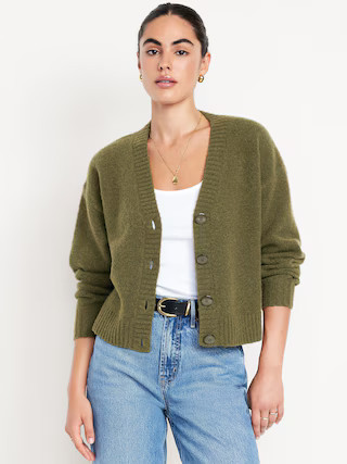 Wool-Blend Slouchy Cardigan Sweater | Old Navy (US)