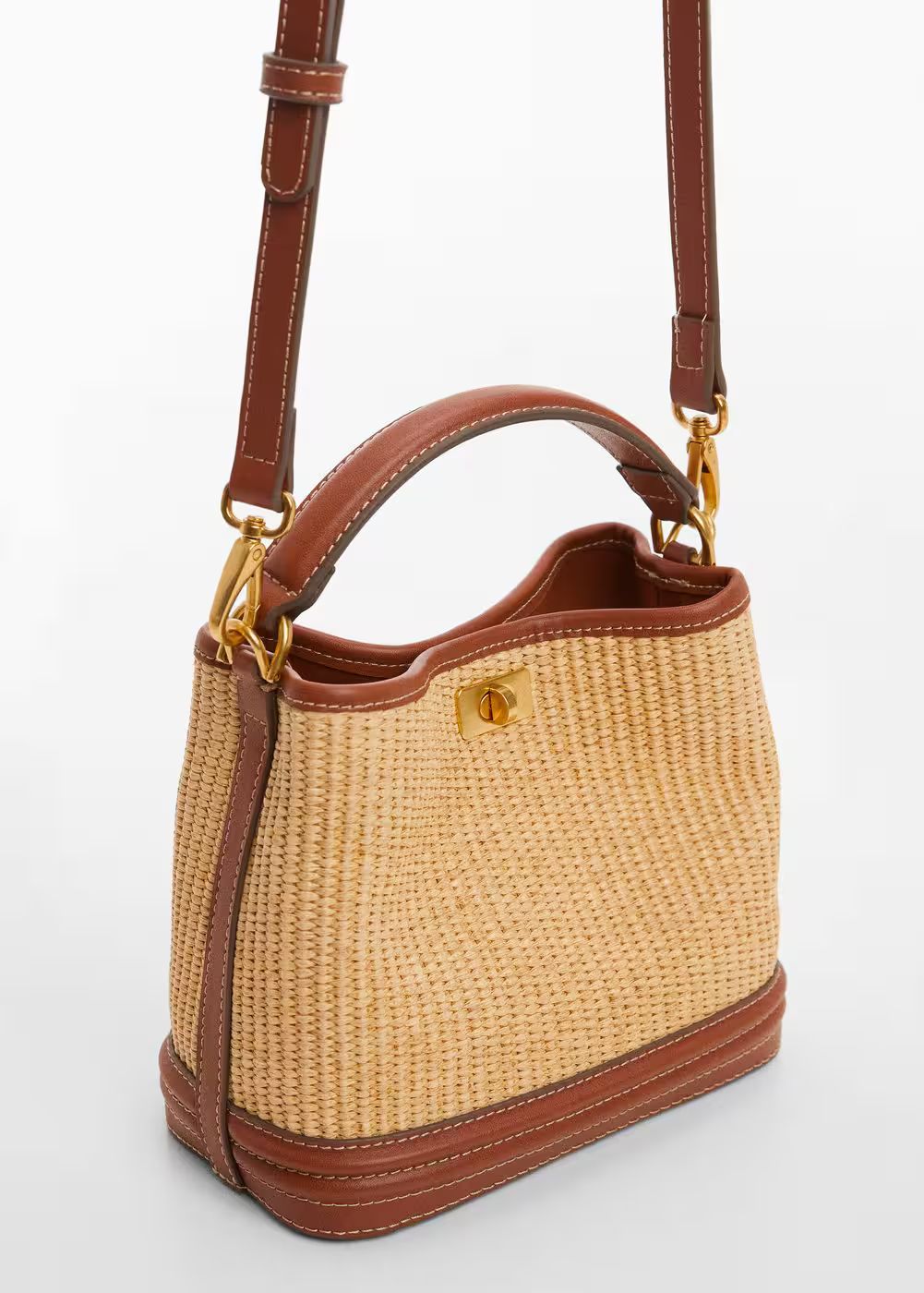 Raffia-effect bucket bag | MANGO (US)