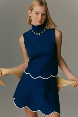 Maeve Scalloped-Hem Sweater Mini Skirt | Anthropologie (US)