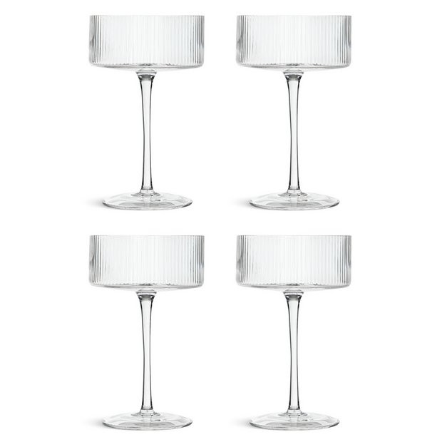 Habitat Ribbed Set of 4 Champagne Coupe Glasses | Habitat UK