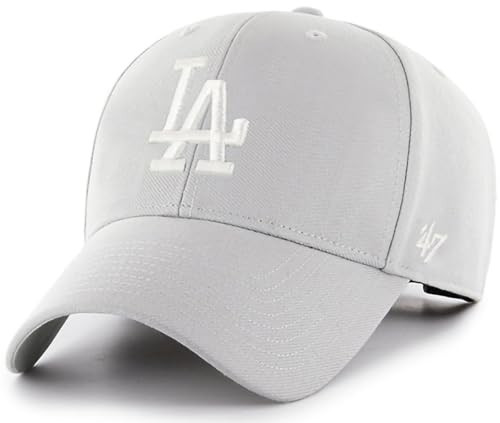 47 Brand MLB Gray Team Color Primary Logo MVP Adjustable Structure Baseball Cap Hat, Adult One Size Fits All - Los Angeles Dodgers Gray | Amazon (US)