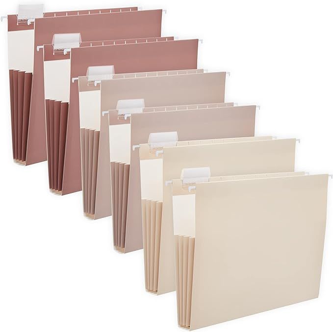Y YOMA 6 Pack Extra Capacity Hanging File Folders Letter Size Accordion Decorative File Folder Cu... | Amazon (US)