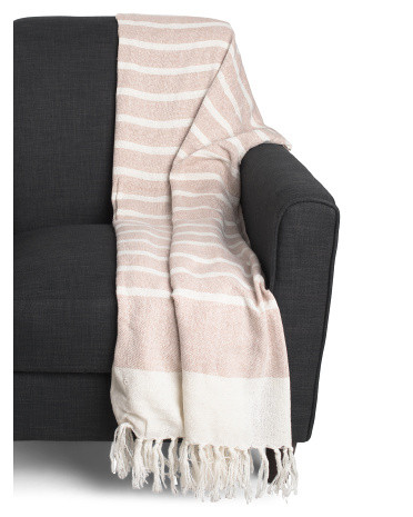 Hazel Recycled Yarn Stripe Woven Throw | TJ Maxx