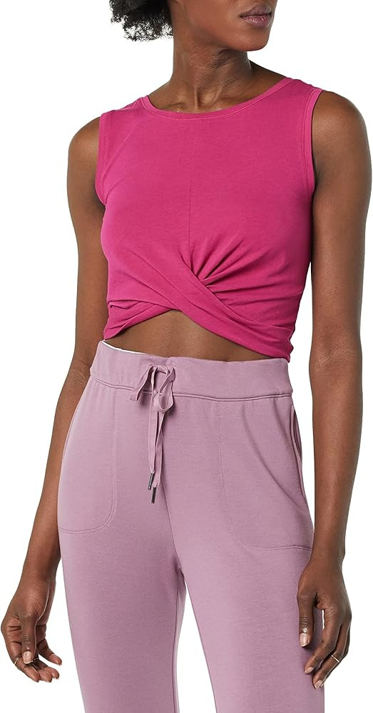 Amazon Essentials Women's Soft Cotton Knot Front Cropped Yoga Tank (Available in Plus Size) (Prev... | Amazon (US)