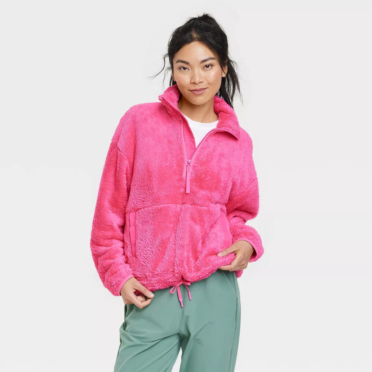 Women's High Pile Fleece 1/2 Zip Pull Over - All in Motion™ | Target