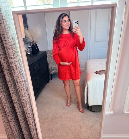 Holiday dress
Maternity & bump friendly 
Red dress 

#LTKHoliday #LTKbump