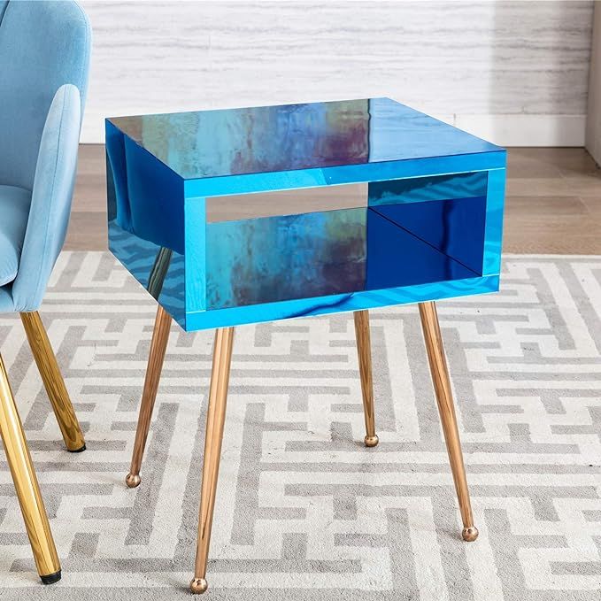 SSLine Mirrored End Table Modern Elegant Bedside Nightstand Acrylic Mirror Finish Sofa Chair-Side... | Amazon (US)