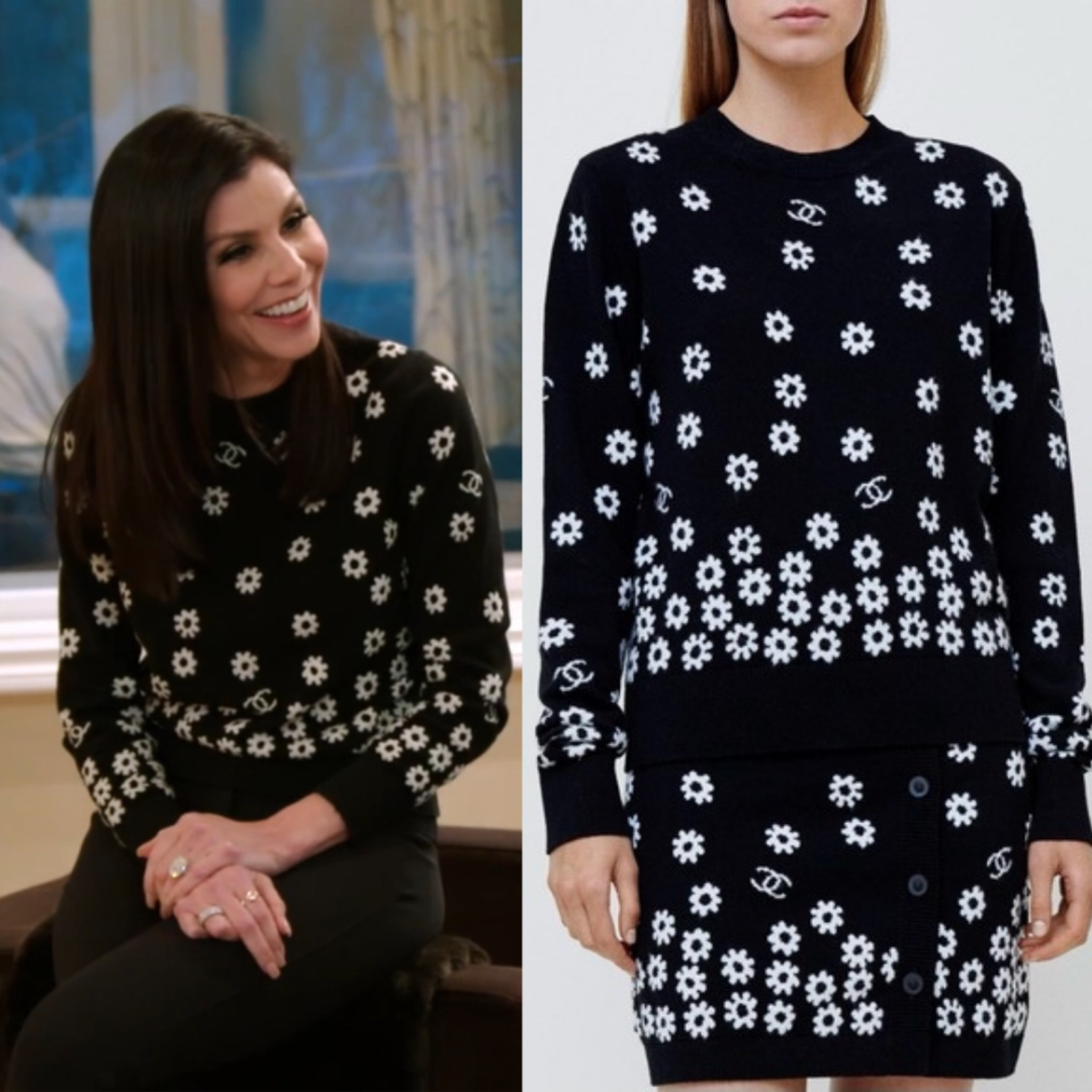 Heather Dubrow’s Black and White Daisy Print Chanel Sweater