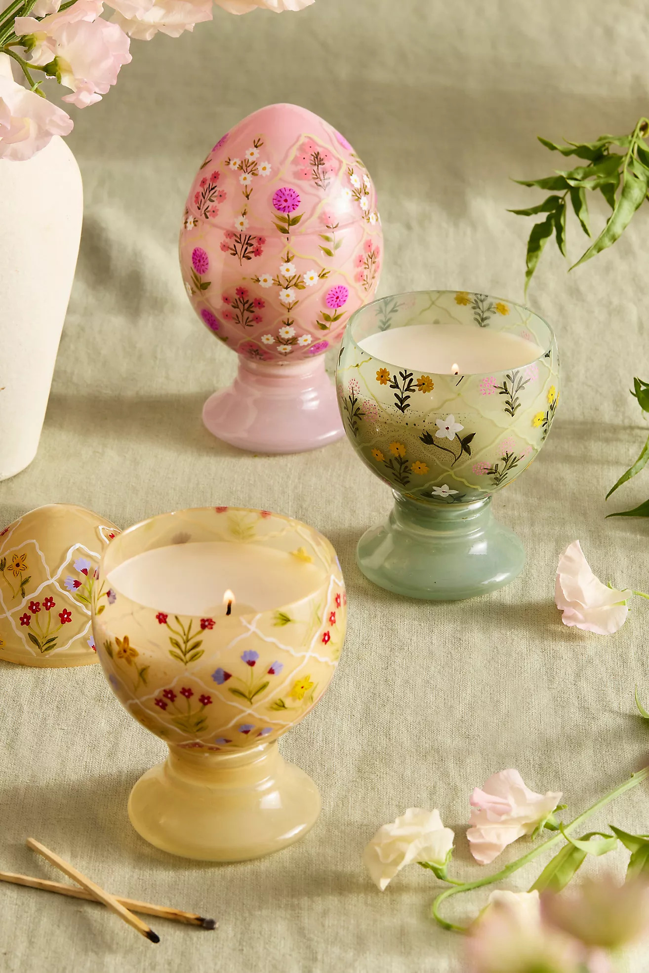 Painted Floral Egg Candle | Anthropologie (US)