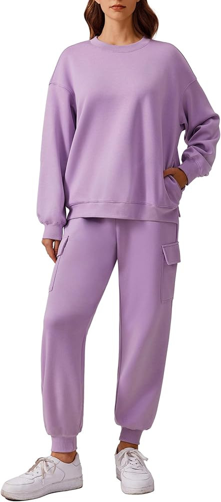 PINSPARK Two Piece Sets for Women Sweatsuit Drawstring Cargo Jogger Sets with 4 Pockets 2024 Airp... | Amazon (US)