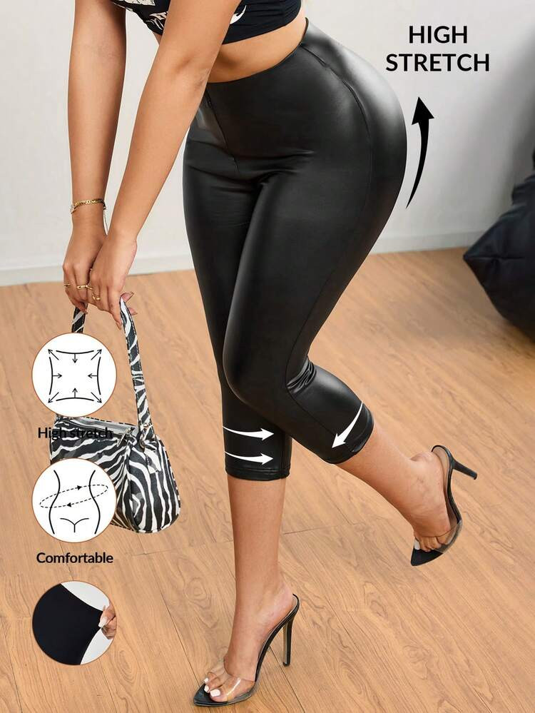 SHEIN SXY Women's Solid Color PU Leather Skinny Pants | SHEIN