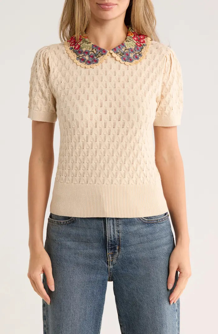 Love By Design Enya Rosebud Collared Short Sleeve Sweater | Nordstromrack | Nordstrom Rack