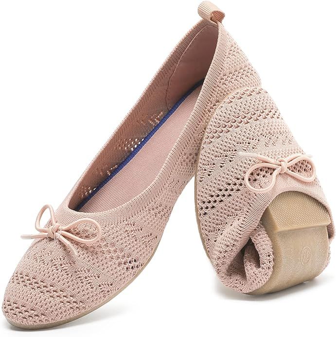 HEAWISH Women’s Flats Shoes Comfortable Black Beige Flats Crochet Lace Mesh Round Toe Slip On C... | Amazon (US)