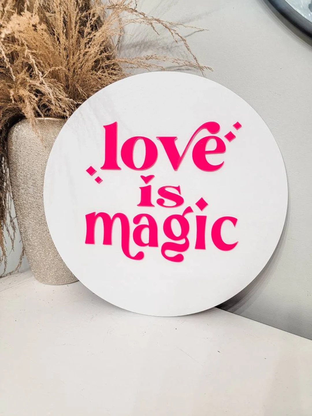 Love is Magic Valentines Day Acrylic Wood Sign/ Valentines Day Sign/ Valentines Day Decor/ Valent... | Etsy (US)