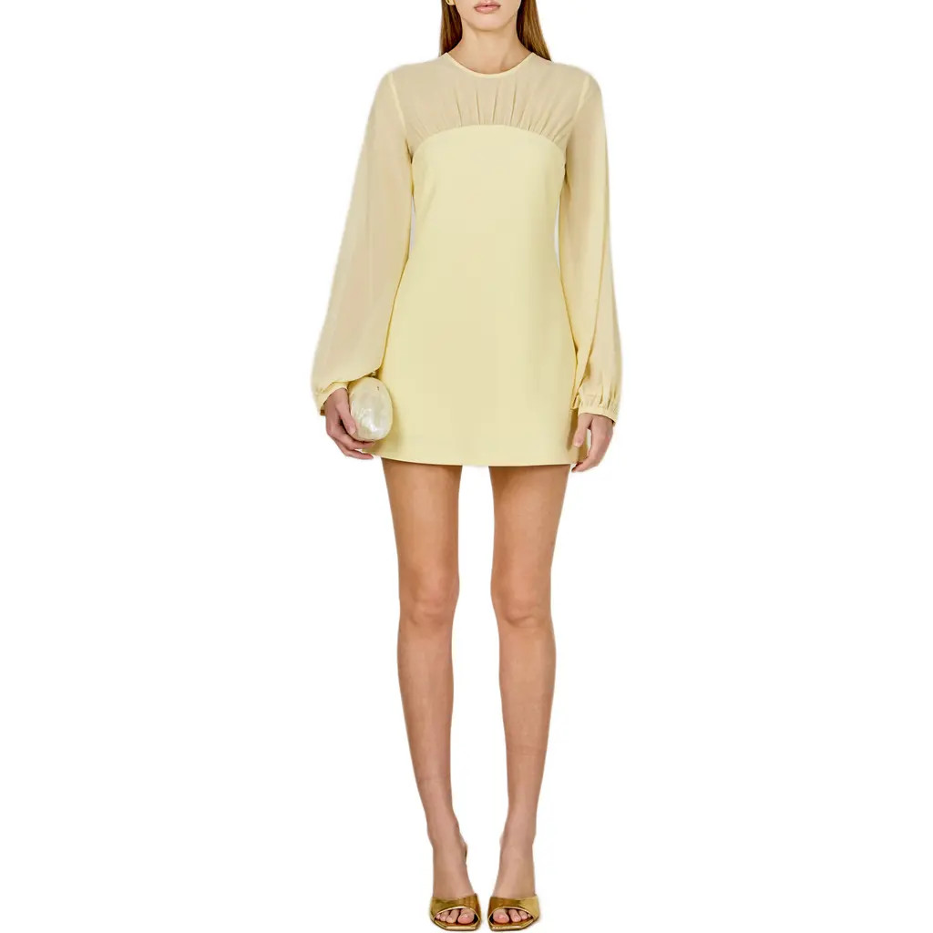 Endless Rose Long Sleeve Mixed Media Minidress in Butter at Nordstrom, Size Medium | Nordstrom