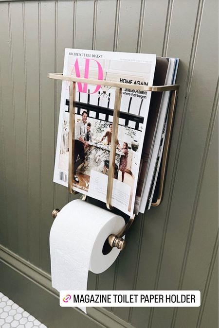 We love this toilet paper holder/magazine rack. Guest bathroom links. 

#LTKhome