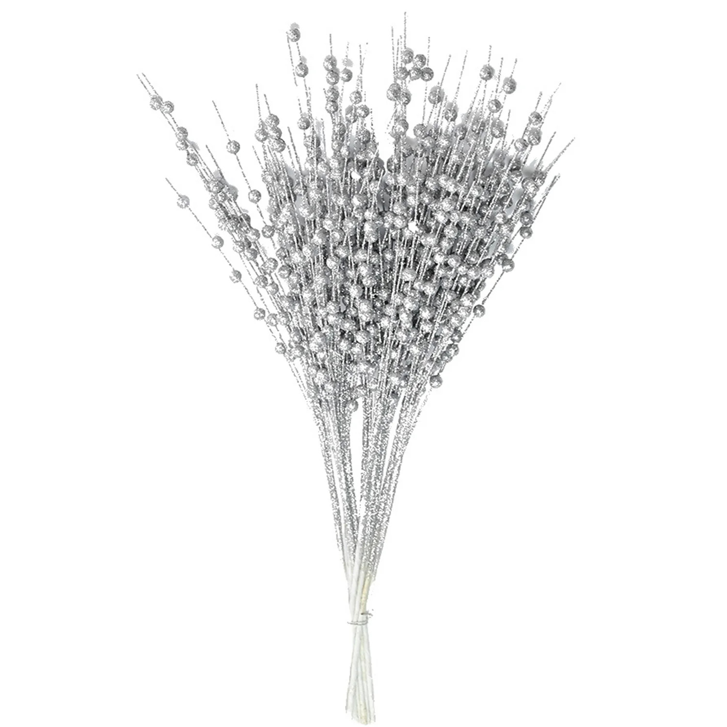 10 pack Christmas Glitter Berries Stems, Silver Artificial Berries Stems 19" Christmas Picks Deco... | Walmart (US)