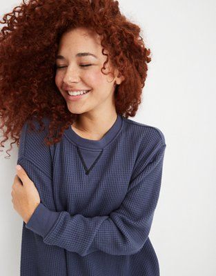 Aerie The Sweat Waffle Crew Neck Sweatshirt | American Eagle Outfitters (US & CA)