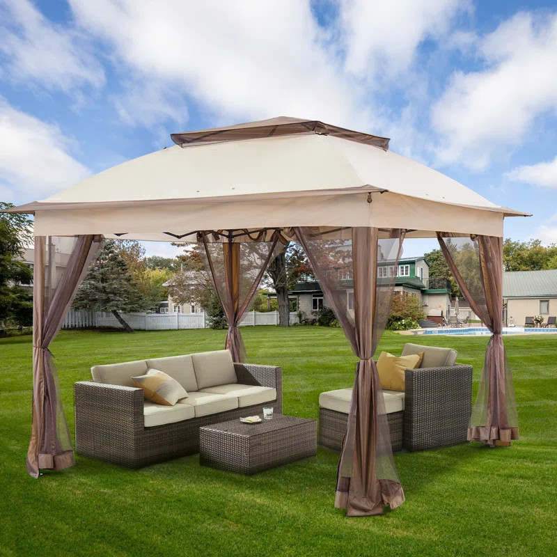11 Ft. x 11 Ft. Pop Up Instant Gazebo Tent With Mosquito Netting | Wayfair North America