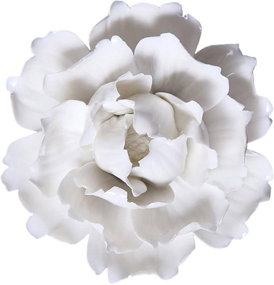 CEUYGT Ceramic Flower Wall Decor Handmade 3D Wall Art Hanging Sculpture White Flower Wall Decor P... | Amazon (US)