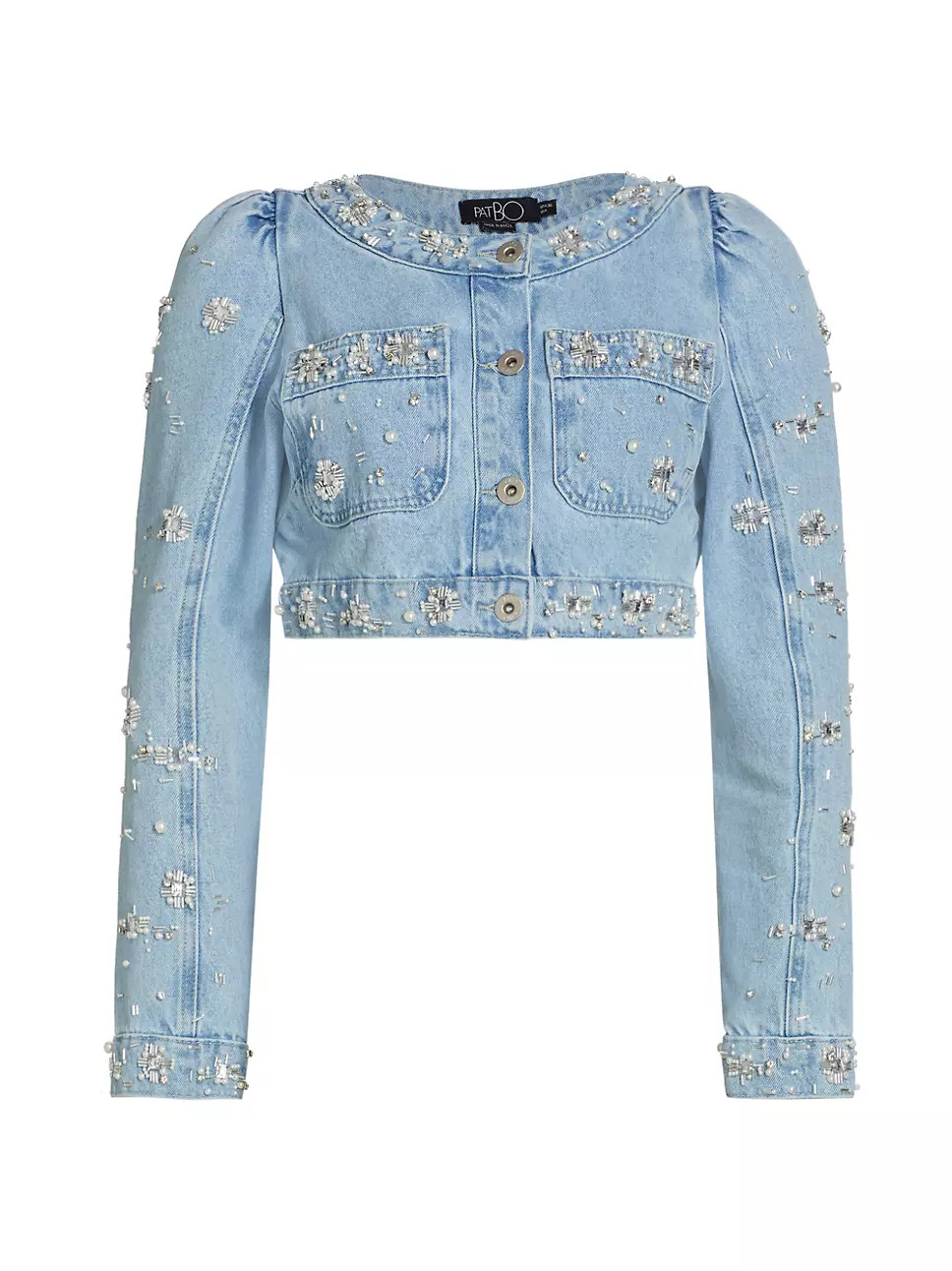 Denim Beaded Cropped Jacket | Saks Fifth Avenue