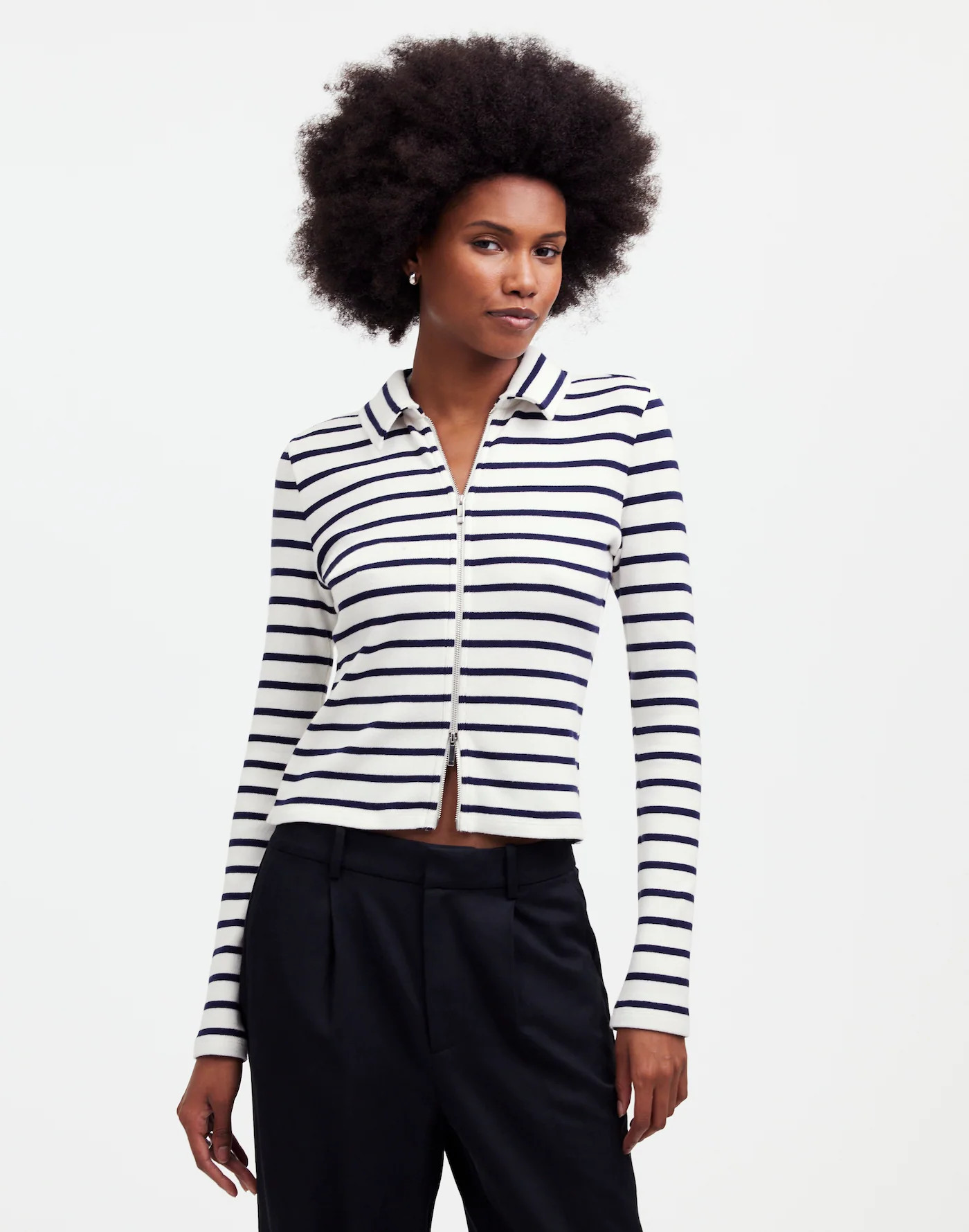 Ribbed Zip-Front Tee | Madewell | Madewell