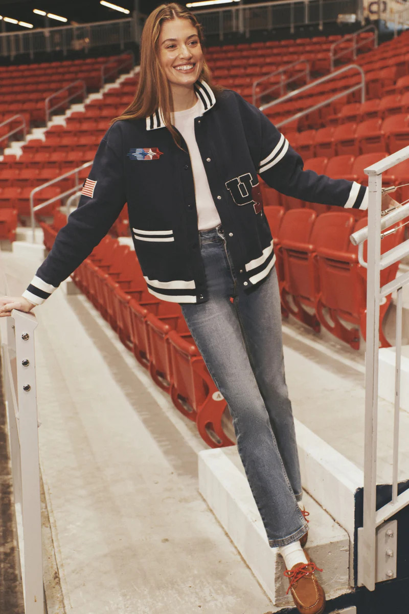 Navy Albright Varsity Jacket | Tuckernuck (US)