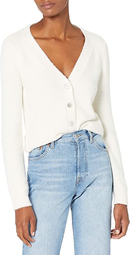 Amazon.com: The Drop Women's Francine V-Neck Button-Front Cardigan , Whisper White, L : Clothing,... | Amazon (US)