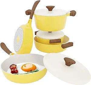 Vremi 8 Piece Ceramic Nonstick Cookware Set - Induction Stovetop Compatible DIshwasher Safe Non S... | Amazon (US)