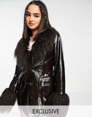 COLLUSION faux fur jacket in brown | ASOS (Global)